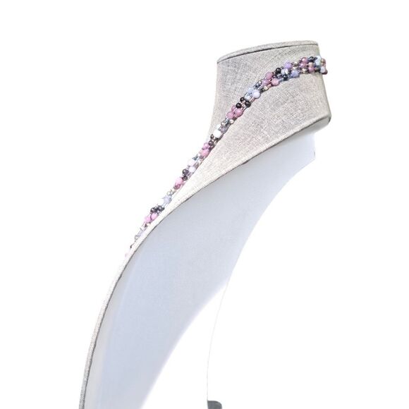 Vintage 70s Lavendar Triple Strand Bead Necklace - Picture 4 of 14